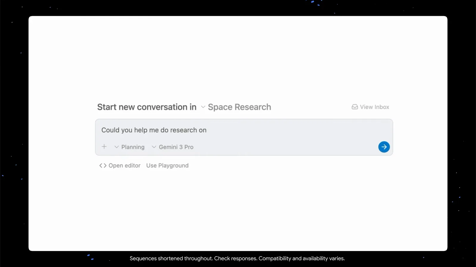 Antigravity start new conversation screen in the Space Research workspace with the prompt could you help me do research on typed above Planning and Gemini 3 Pro chips Antigravity start new conversation screen in the Space Research workspace with the prompt could you help me do research on typed above Planning and Gemini 3 Pro chips
