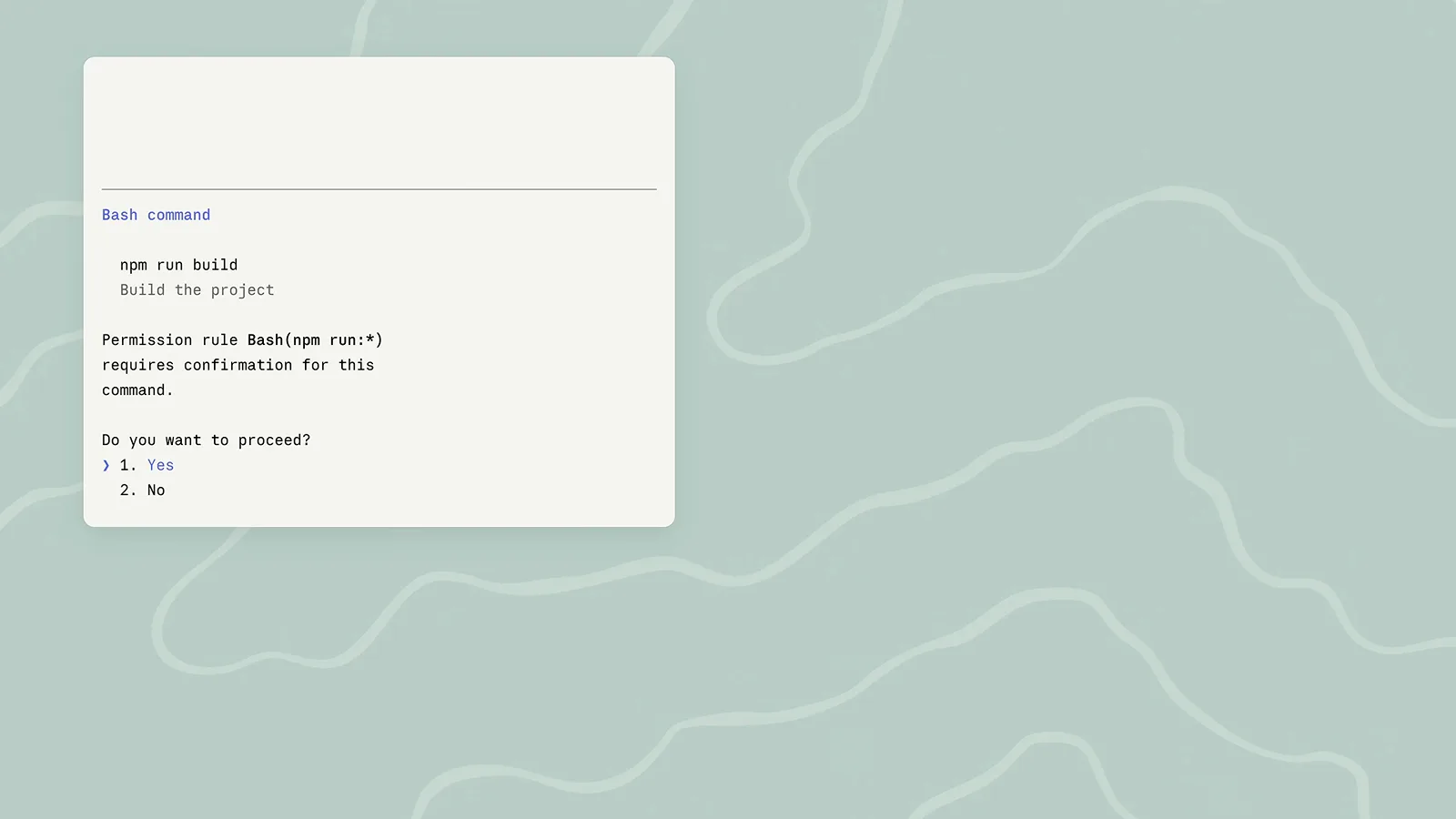 Claude Code permission prompt cards for an npm run build Bash command and a fetch approval asking Do you want to proceed with Yes and No options that auto mode replaces with a classifier check