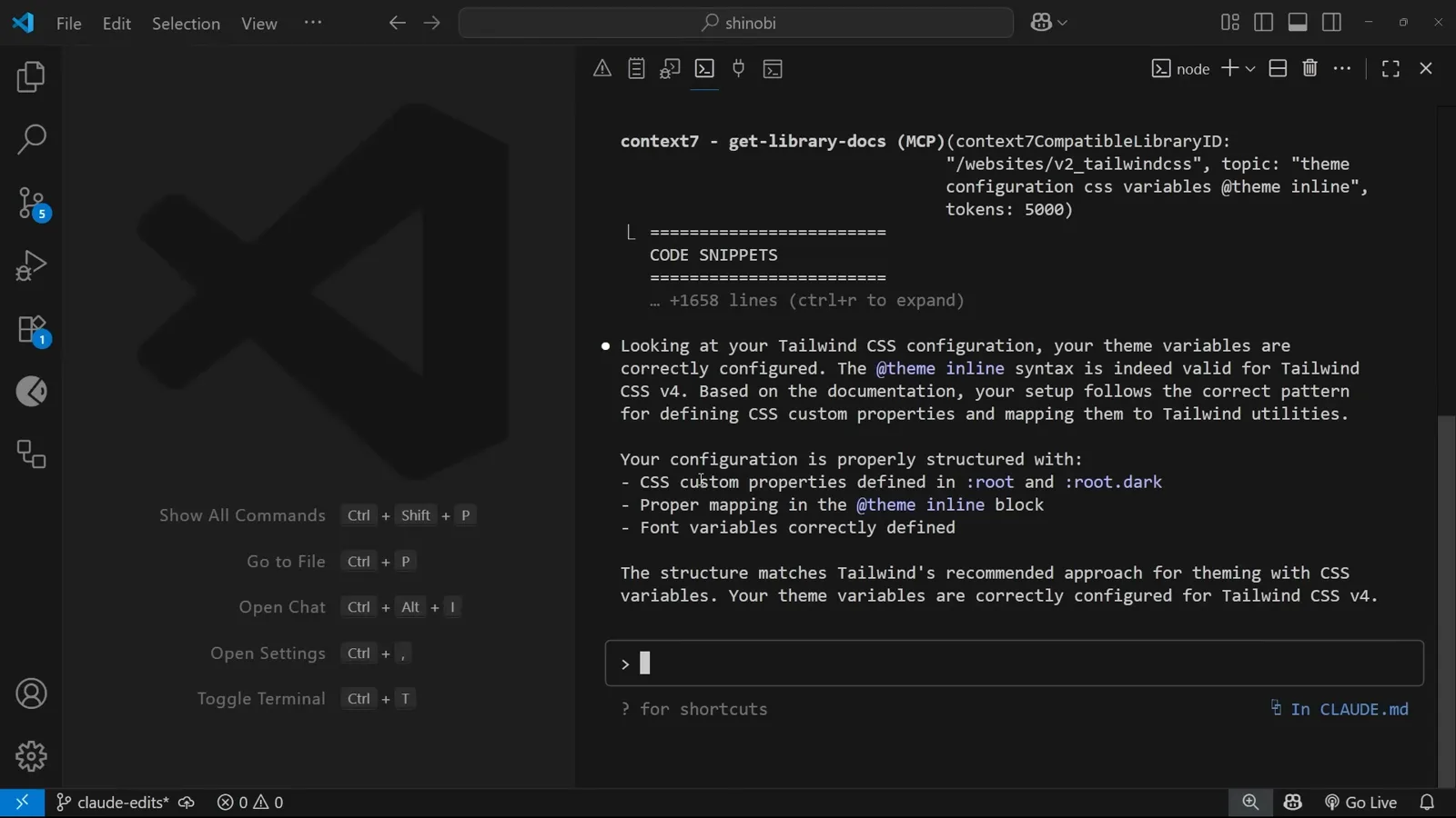 CLAUDE.md project memory gaining the line use Context7 to check up-to-date docs when implementing new libraries or frameworks