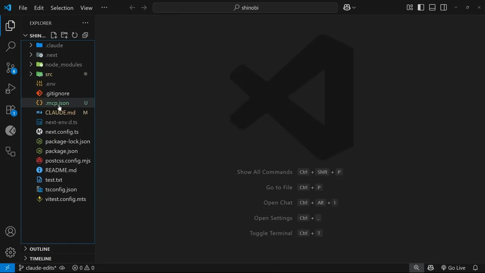 VS Code explorer highlighting a new .mcp.json at the project root next to CLAUDE.md after Claude Code wrote the MCP server configuration to disk