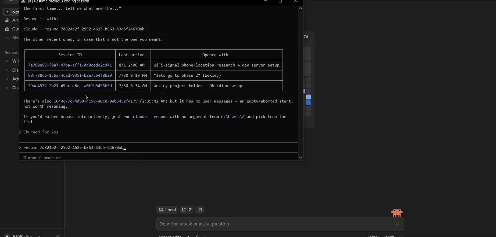 Claude Code prompt with resume 7d824e2f-2592-4625-b863-43d5f24670ab typed to reopen that exact past session by its session ID Claude Code prompt with resume 7d824e2f-2592-4625-b863-43d5f24670ab typed to reopen that exact past session by its session ID