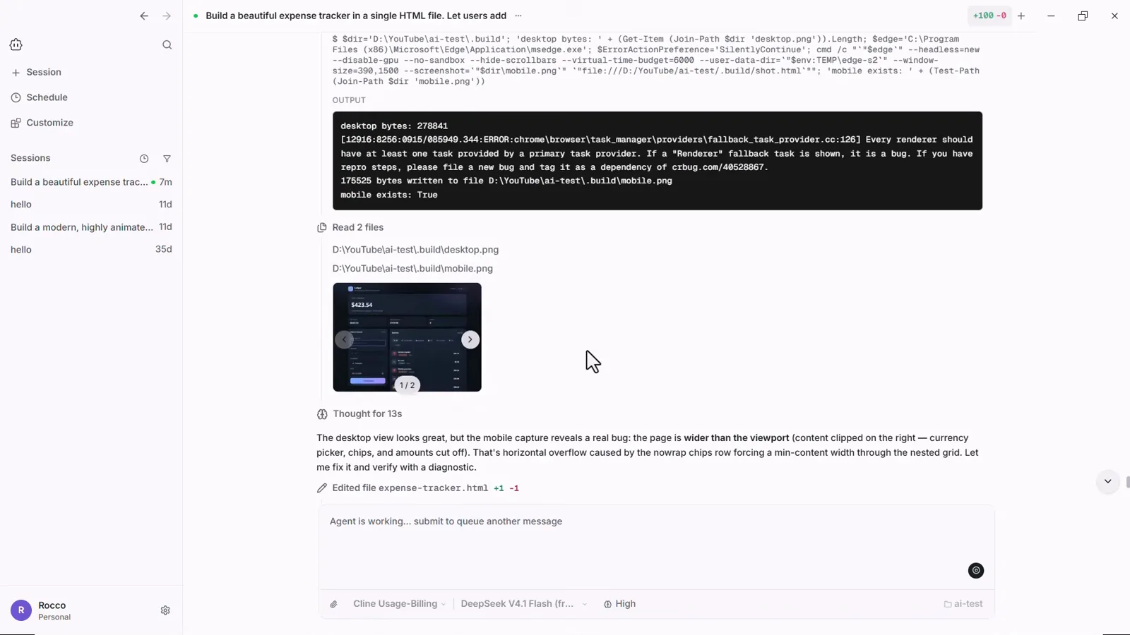 Cline Desktop verification report titled Verification performed (not just written — actually run) listing a functional suite and two real bugs found and fixed during testing Cline Desktop verification report titled Verification performed (not just written — actually run) listing a functional suite and two real bugs found and fixed during testing