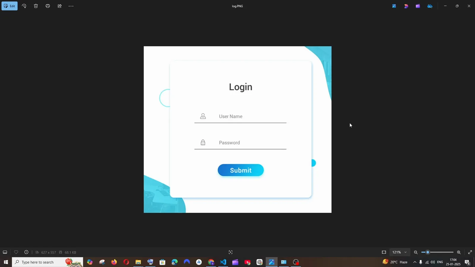Login form mockup saved as log.PNG and opened in the Windows Photos app, the kind of flat design screenshot you hand to an AI model to have rebuilt Login form mockup saved as log.PNG and opened in the Windows Photos app, the kind of flat design screenshot you hand to an AI model to have rebuilt