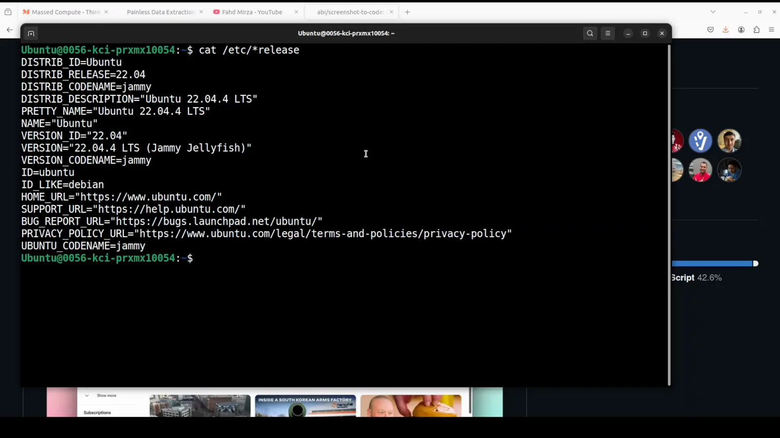 Ubuntu terminal printing cat /etc/*release down to PRETTY_NAME Ubuntu 22.04.4 LTS, the host check to run before installing screenshot-to-code with Docker Ubuntu terminal printing cat /etc/*release down to PRETTY_NAME Ubuntu 22.04.4 LTS, the host check to run before installing screenshot-to-code with Docker