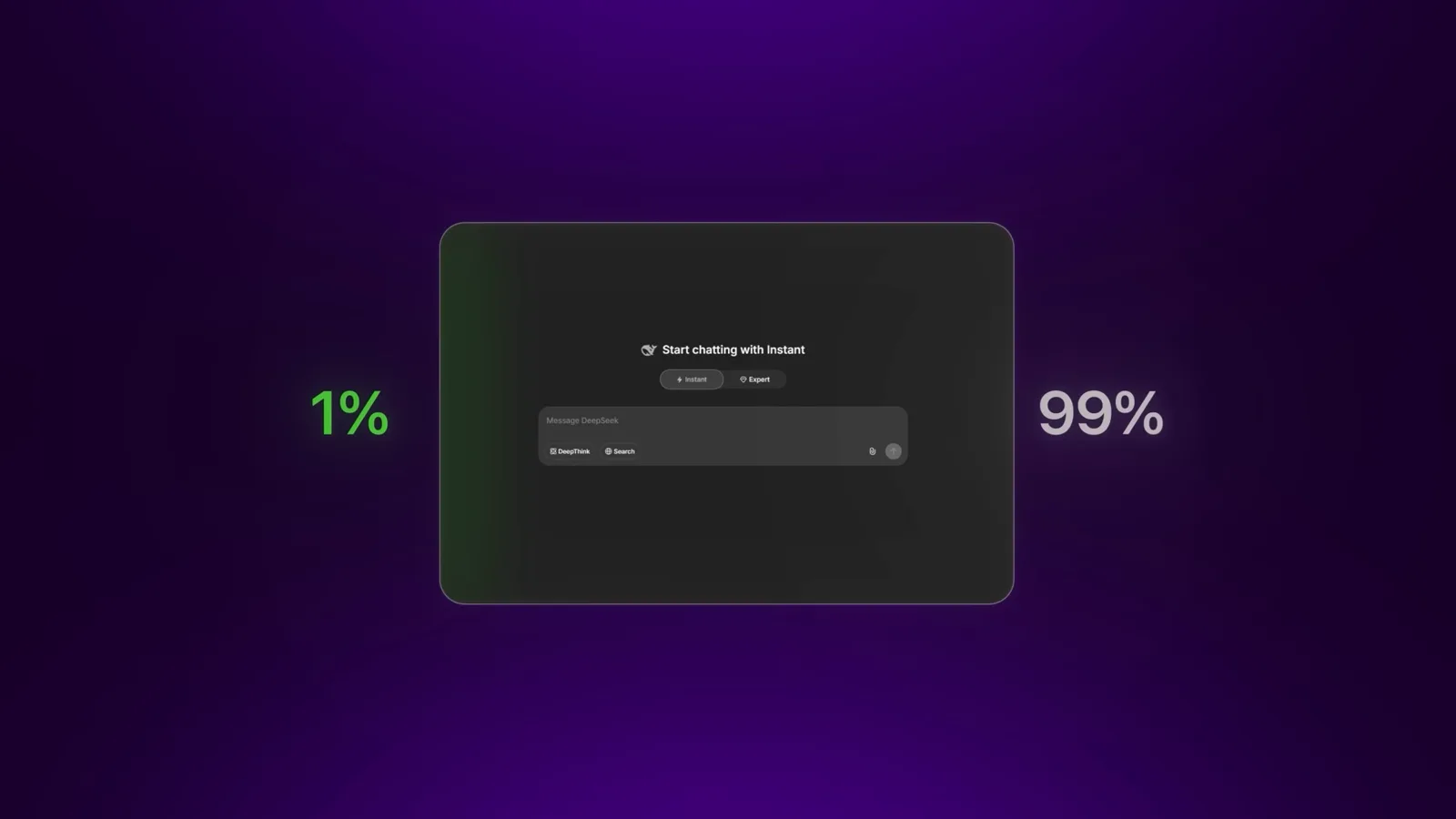 DeepSeek V4 context window graphic contrasting 1 percent usage from a bare question with the 99 percent left unused