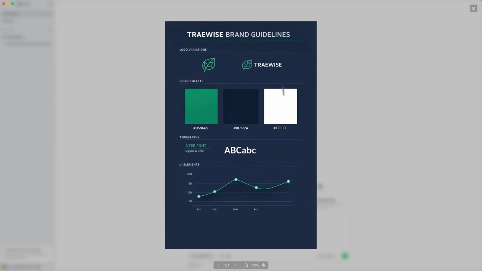 TraeWISE brand guidelines preview extracted by Trae SOLO showing the green, navy and white color palette with hex codes plus the ABCabc typography specimen TraeWISE brand guidelines preview extracted by Trae SOLO showing the green, navy and white color palette with hex codes plus the ABCabc typography specimen